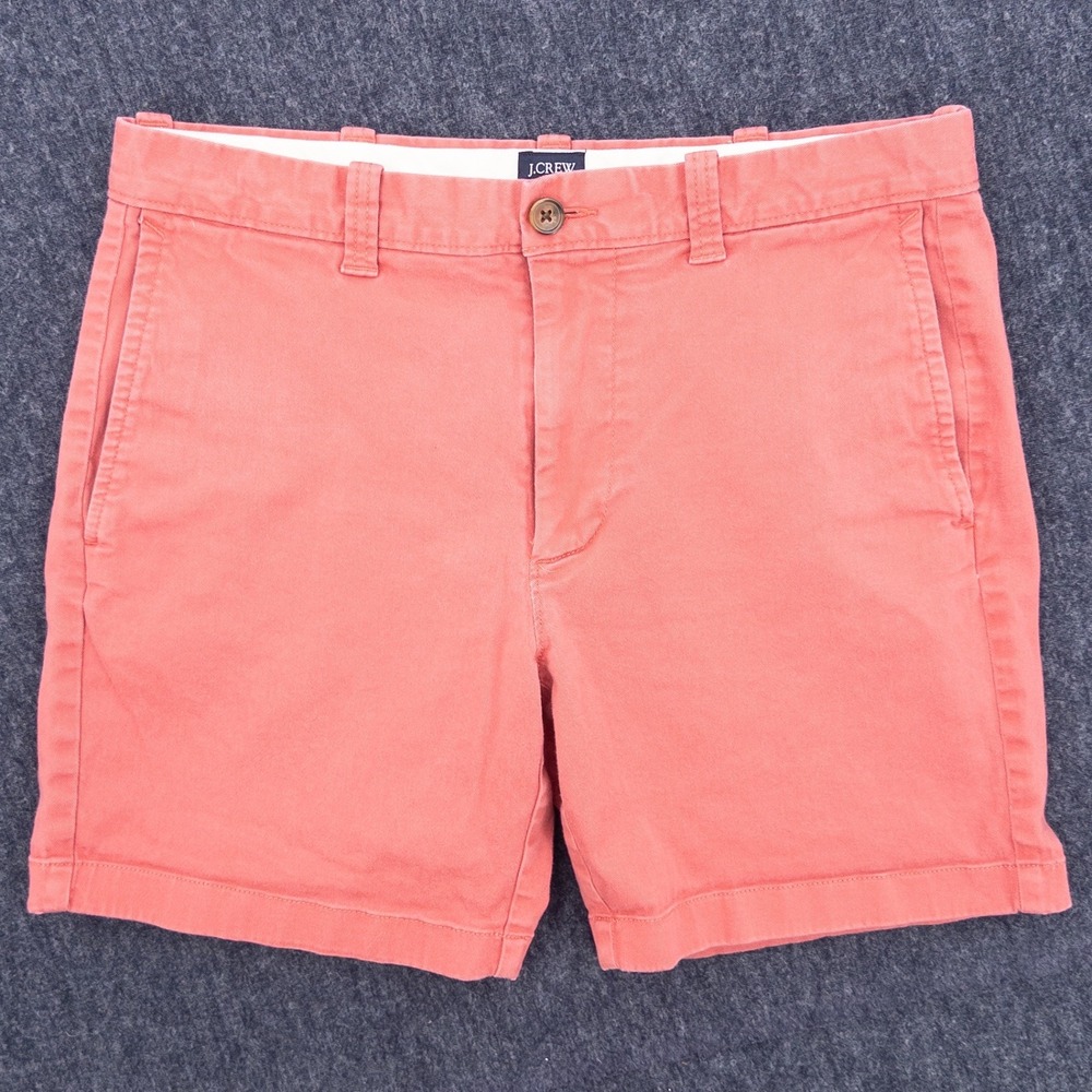J.Crew Chino Shorts Mens 31 Coral Pink 7" Inseam Cotton Stretch Excellent